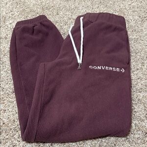 Converse Burgundy Ribbed Joggers with White Accents